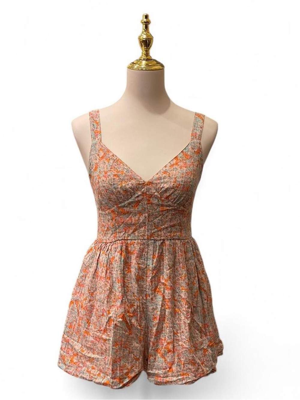 American Eagle Sleeveless Orange Floral Romper